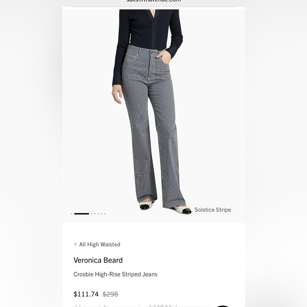 Veronica Beard Crosbie High-Rise Striped Jeans